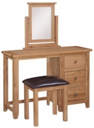 Appleby Petite Oak Dressing Table - 3 Drawers Single Pedestal - thumbnail 1