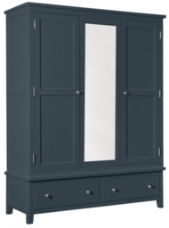 Henley Blue Painted 3 Door 2 Drawer Combi Wardrobe