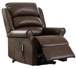 Windsor Brown Leather Lift and Tilt Recliner Armchair - Dual Motor