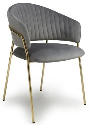 2 x Maya Brushed Grey Velvet Dining Chair