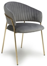Maya Brushed Grey Velvet Dining Chair (Sold in Pairs) - thumbnail 2