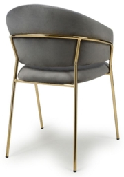 Maya Brushed Grey Velvet Dining Chair (Sold in Pairs) - thumbnail 3