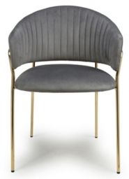 Maya Brushed Grey Velvet Dining Chair (Sold in Pairs) - thumbnail 1