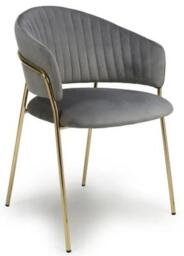 2 x Maya Brushed Grey Velvet Dining Chair - thumbnail 1