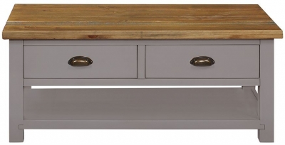 Regatta Grey Painted Pine Coffee Table with 2 Drawers Storage - image 1