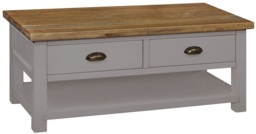 Regatta Grey Painted Pine Coffee Table with 2 Drawers Storage - thumbnail 2