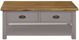 Regatta Grey Painted Pine Coffee Table with 2 Drawers Storage - thumbnail 1