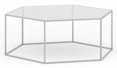 Clearance - Ming Glass and Silver Hexagon Coffee Table - image 1