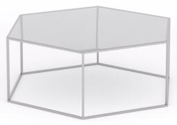 Clearance - Ming Glass and Silver Hexagon Coffee Table - thumbnail 3