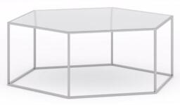 Clearance - Ming Glass and Silver Hexagon Coffee Table - thumbnail 1