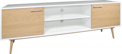 Portofino White and Oak Large TV Unit - Upto 70in - image 1