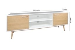 Portofino White and Oak Large TV Unit - Upto 70in - thumbnail 2