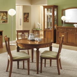 Camel Nostalgia Day Walnut Italian Round Extending Dining Table and Chairs - thumbnail 1
