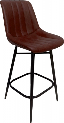 Croft Vintage Leather Bar Stool (Sold in Pairs) - Comes in Brown, Blue & Grey Options - image 1