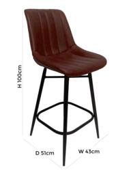 Croft Vintage Leather Bar Stool (Sold in Pairs) - Comes in Brown, Blue & Grey Options - thumbnail 2