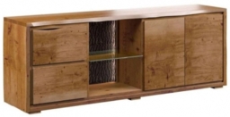 Harlech Industrial Live Edge Rustic Oak 2 Door 2 Drawer TV Unit with LED Light - thumbnail 1