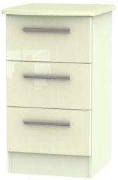 Knightsbridge Cream Gloss 3 Drawer Beside Cabinet