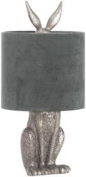 Silver Resin Hare Table Lamp with Velvet Shade
