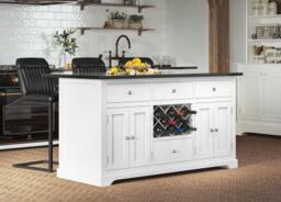 White Kitchen Island with Black Granite Top