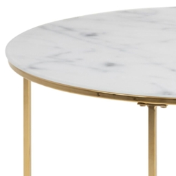 Bolton Gold and White Marble Effect 80cm Round Coffee Table - thumbnail 2