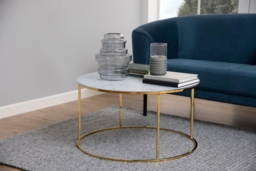 Bolton Gold and White Marble Effect 80cm Round Coffee Table - thumbnail 5