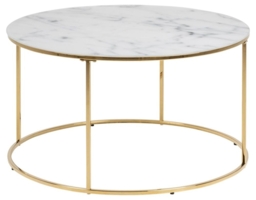 Bolton Gold and White Marble Effect 80cm Round Coffee Table - thumbnail 3