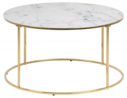 Bolton Gold and White Marble Effect 80cm Round Coffee Table - thumbnail 1
