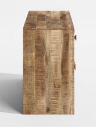 Dakota Mango Wood Sideboard, Indian Light Natural Rustic Finish, 135cm Medium Cabinet - 3 Door with 3 Drawers - thumbnail 4