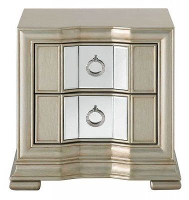 Lucca Mirrored Champagne 2 Drawer Bedside Cabinet - image 1