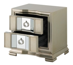 Lucca Mirrored Champagne 2 Drawer Bedside Cabinet - thumbnail 2