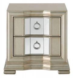 Lucca Mirrored Champagne 2 Drawer Bedside Cabinet - thumbnail 1