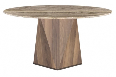 Diamond Marble Dining Table with Wooden Pedestal Base - Variation Available - image 1