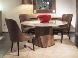 Diamond Marble Dining Table with Wooden Pedestal Base - Variation Available - thumbnail 3