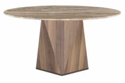 Diamond Marble Dining Table with Wooden Pedestal Base - Variation Available - thumbnail 1