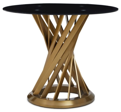 Anzio Black Glass 2 Seater Round Dining Table with Gold Base - image 1