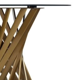 Anzio Black Glass 2 Seater Round Dining Table with Gold Base - thumbnail 2