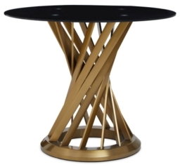 Anzio Black Glass 2 Seater Round Dining Table with Gold Base - thumbnail 1