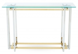 Elino Glass Console Table with Chrome Base