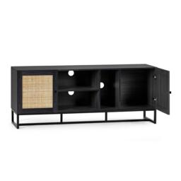 Padstow Black and Rattan 150cm TV Unit - thumbnail 3