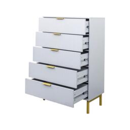 Clearance - Ridged Grey and Gold 5 Drawer Chest - thumbnail 5