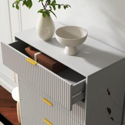 Clearance - Ridged Grey and Gold 5 Drawer Chest - thumbnail 3