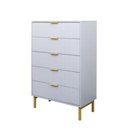 Clearance - Ridged Grey and Gold 5 Drawer Chest - thumbnail 4