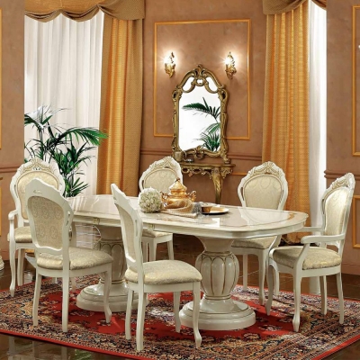 Camel Leonardo Day Ivory High Gloss and Gold Italian Oval 6 Seater Extending Dining Table - image 1