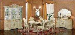 Camel Leonardo Day Ivory High Gloss and Gold Italian Oval 6 Seater Extending Dining Table - thumbnail 3