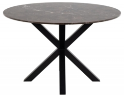 Heaven Black and Brown Marble Effect 4 Seater Round Dining Table