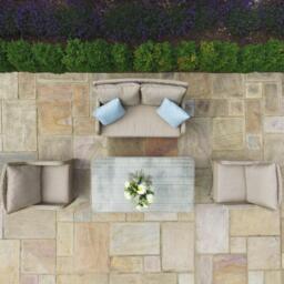 Maze Cotswold Natural Rattan 2 Seater Sofa Rising Table Garden Dining Set with Footstools - thumbnail 4