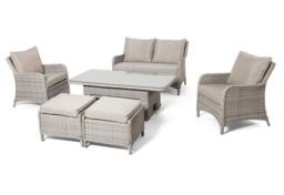 Maze Cotswold Natural Rattan 2 Seater Sofa Rising Table Garden Dining Set with Footstools - thumbnail 2