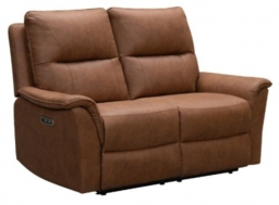 Kansas Tan Brown Faux Leather 2 Seater Power Recliner Sofa - thumbnail 1