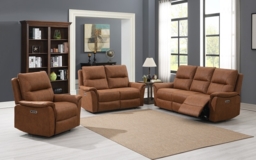 Kansas Tan Brown Faux Leather 2 Seater Power Recliner Sofa - thumbnail 3