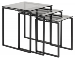 Kiefer Smoked Glass Top Nest of 3 Tables